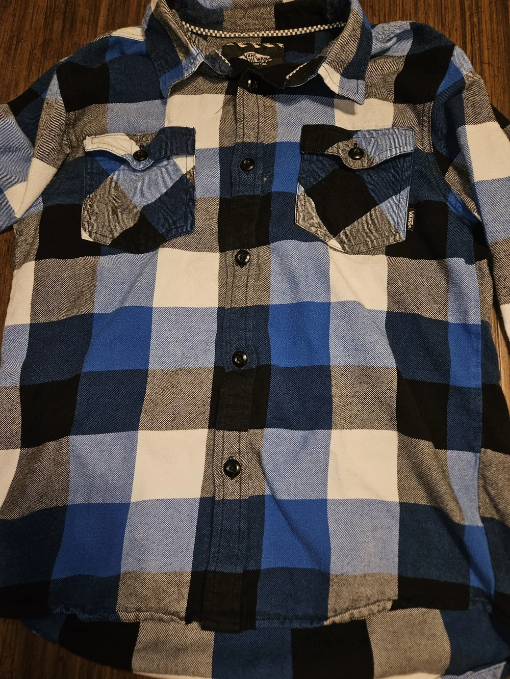 Vans Blue Black White Plaid Button-Up Shirt